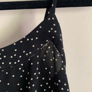 100% silk black and white polka dot Madewell camisole with adjustable straps